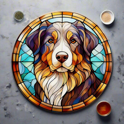 Bernese Mountain Dog Circular Glass Suncatcher Worktop Saver